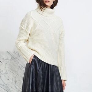 Apiece Apart Lucia off white chunky fisherman turtleneck sweater medium